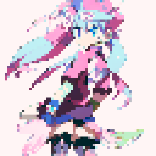 Elegant Sakuya Izayoi glides through a cherry blossom garden, wielding her silver knives with precision, as the vibrant pink petals dance around her in an anime-inspired art style.