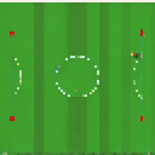 2D pixel art football pitch sprite, game background, lush green field, goalposts, only green and dark green colors