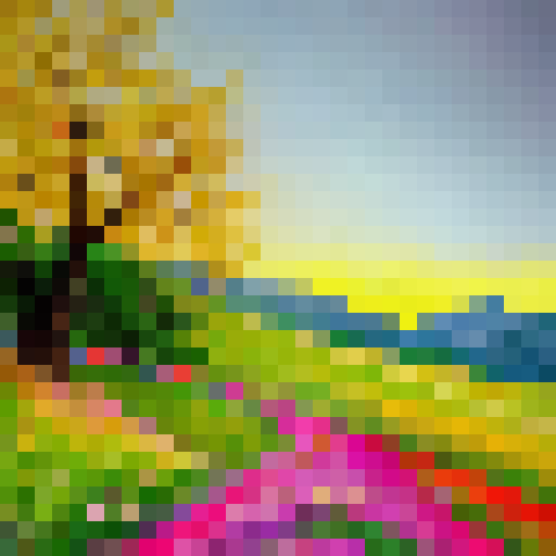 A colorful landscape of rolling hills, dotted with vibrant wildflowers, stretching out towards a majestic, golden sunset, evoking feelings of gratitude and thankfulness.