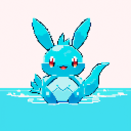 Pokemon style water type starter, no background