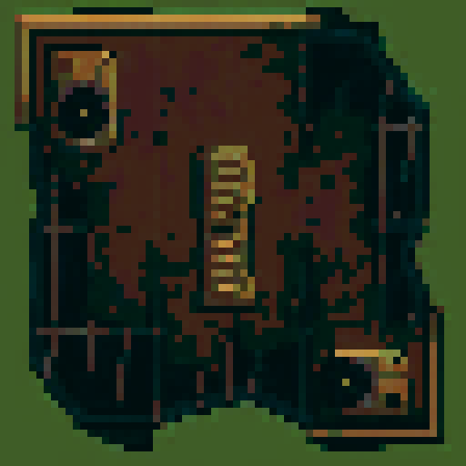 destroyed skyscraper, crumbling bricks, fiery explosion, billowing smoke, shattered glass, pixelated debris, jagged edges, vibrant colors, glowing embers, pixel art destruction, sRGB color palette