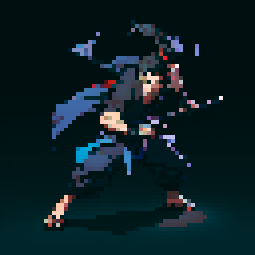 Full-body image of a male ninja ready to fight, no background