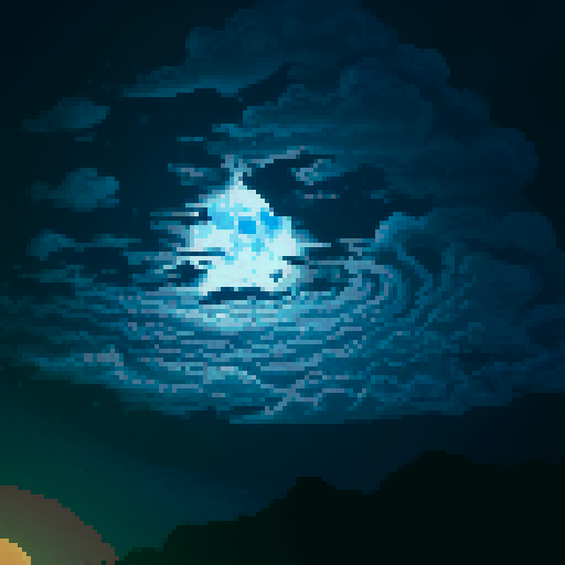 Clouds swirl, nightfall, moon from Zelda: Majora’s Mask, hyper realistic, planets align