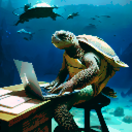 seaturtle, laptop, underwater, fantasy RPG