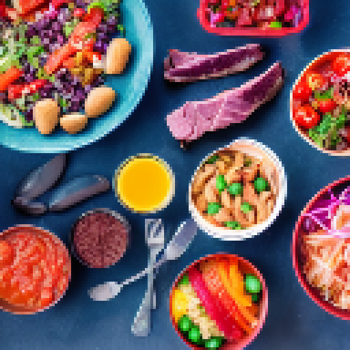 "Experience the vibrant world of NutriAndino's prepped meals with their transparent packaging, showcasing a colorful array of meats, carbs, veggies and nuts in a balanced harmony that's both delicious and healthy, all in a landscape portrait design that'll catch your eye."