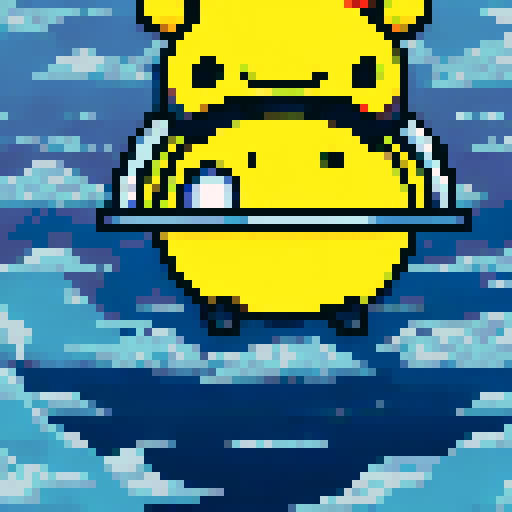 A yellow cute tamagotchi.