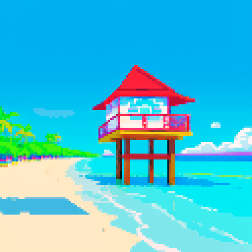 Vacation beach with a long stretch of road behind it, food cart