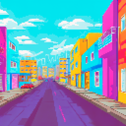 Peaceful streets in Mexico City, with vibrant houses, on a sunny day, with no one outside, no cars, no animals, no people the street is horizontal facing the houses