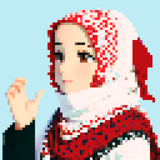 Create an image of a traditional Middle Eastern ghutrah (keffiyeh) with a classic white and red checkered pattern
