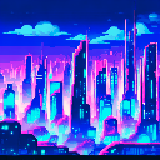 A futuristic neon city