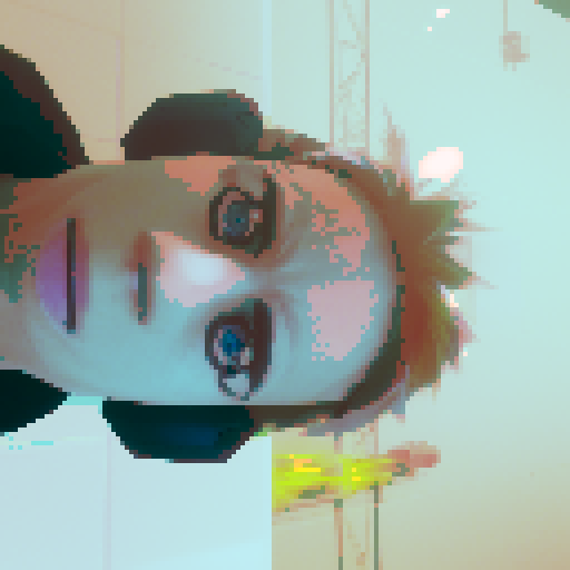 anime character, boy, hacker, neon green hair, wearing headphones, typing on a retro keyboard, surrounded by lines of code, glowing computer screen, pixel art, sRGB