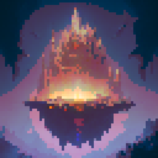 top view, majestic castle wall with intricate stone carvings and towering battlements, surrounded by a sprawling tilemap depicting a mesmerizing fantasy RPG world