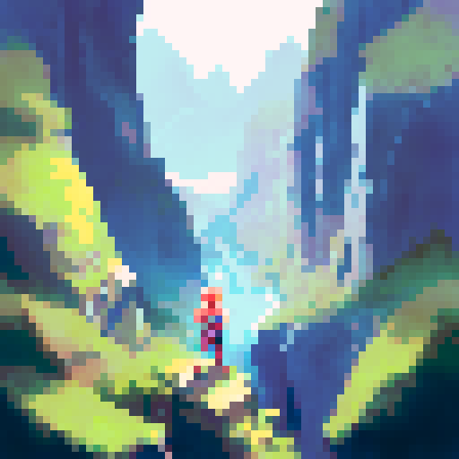 a woman knight holding a sword above her head, clad in armor, with mountains behind