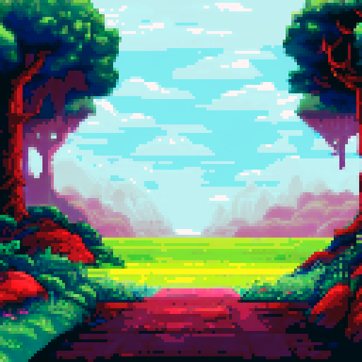 verdant gloomy background, fog, red portals in the sky