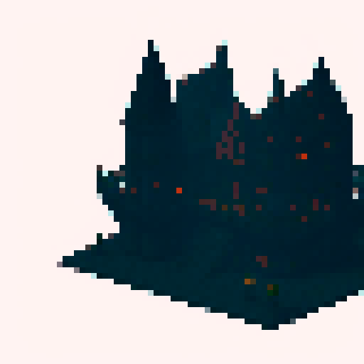 front view of a castle shrouded in darkness