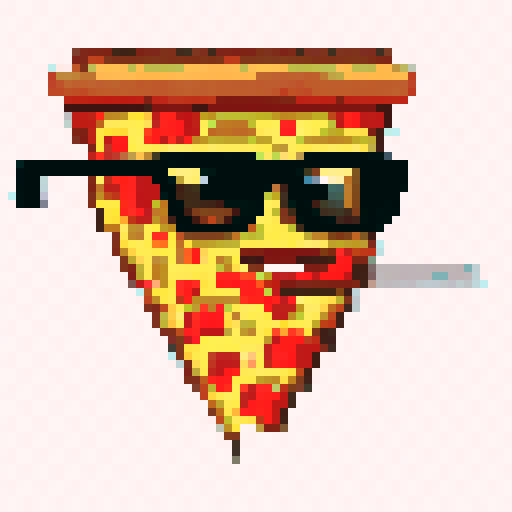 pizza slices with different traits (glasses, body, mouth, eyes, border, background)