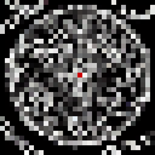 Shimmering silver gears, intricate filigree, and delicate chains intertwine in a mesmerizing display of clockwork elegance in a 32x32 skill art image.