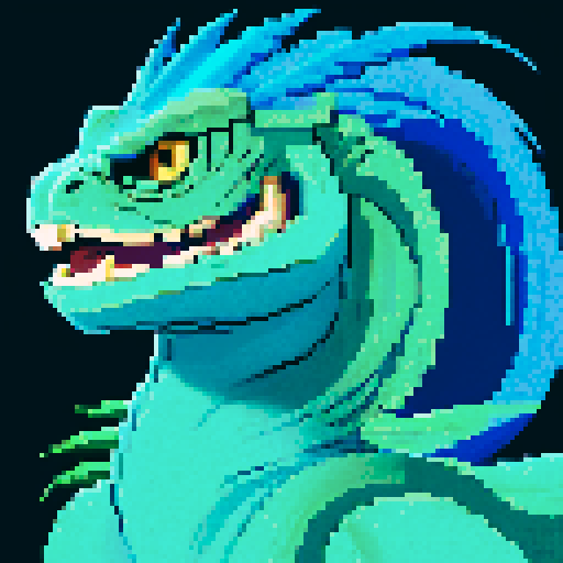 basilisk, blue and white color scheme, pixel art, sRGB, with coinbase scheme
