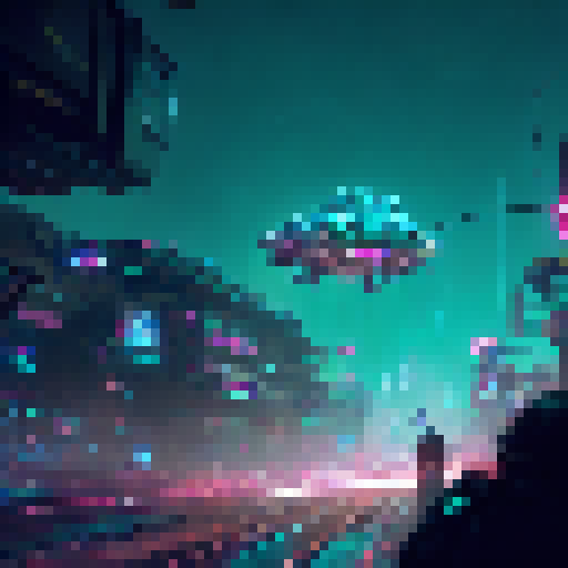 Glowing, bioluminescent frogs with intricate tribal markings hop through a neon-lit, cyberpunk cityscape in the style of a futuristic comic book.