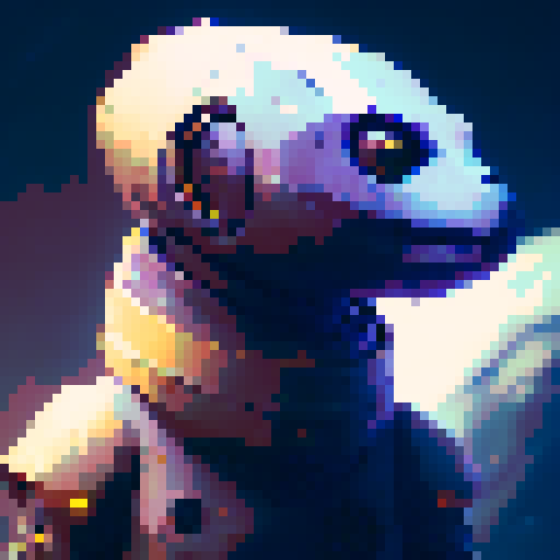 bold, fierce, yet slightly adorable humanoid robot with glowing eyes