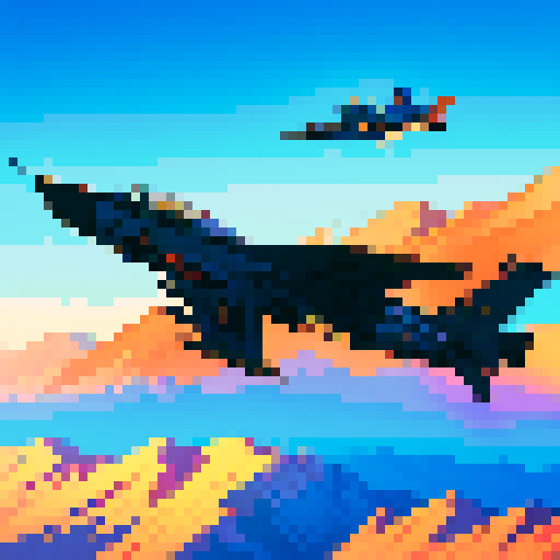 fighter jet soaring, vibrant colors