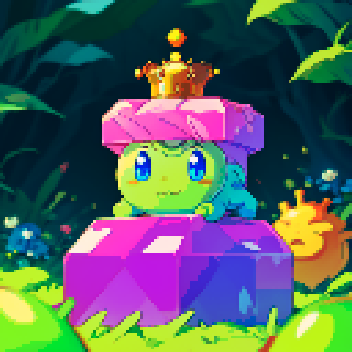 Slime cube wearing crown