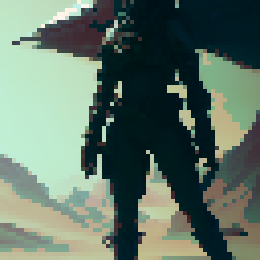 Humanoid, winged beast in a desert. Ready to battle like in a RPG