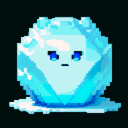 An exquisite, crystalline slime with a diamond-like structure. It has gleaming, sharp edges, radiant eyes, and a serene expression. The body reflects and refracts light beautifully. No background.
