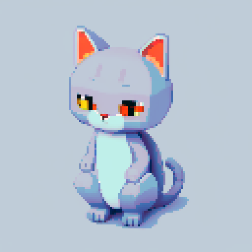 antropomorphic gray cat guy, kind, one torn ear