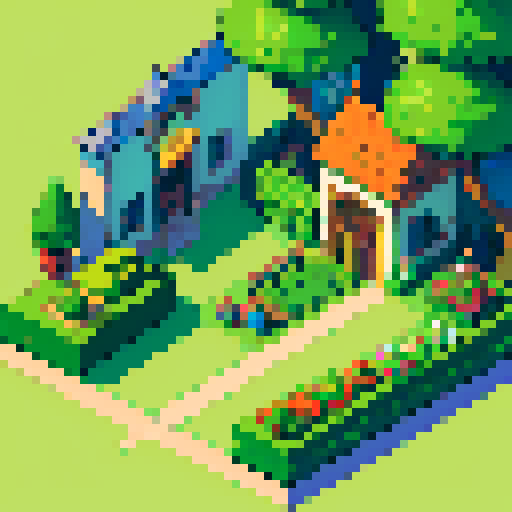 Topiary plant, isometric asset, decorative pot, art nouveau garden, sRGB, pixel art