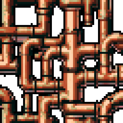 rusty old copper pipe. Usable as an asset (clear, thick lines and a white background)