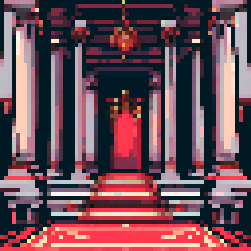 royal chamber, kingdom. throne, columns