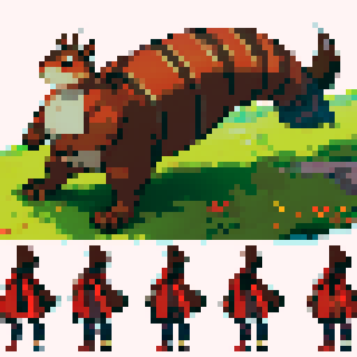 squirrel, fullbody sideview, sprite sheet