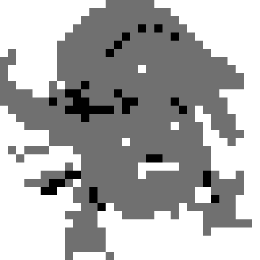 pokemon gloom, monochrome, 16x16, game icon, pixel art, close up, facing right, white foreground, black background
