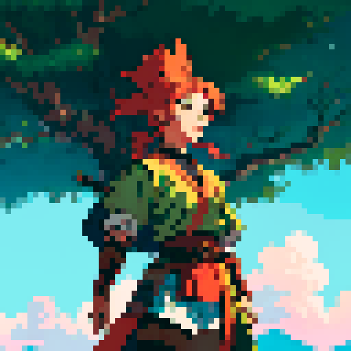 Anime warrior on an adventure