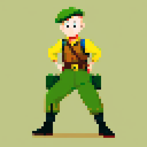 World war 2 British soldier, TinTin style, vibrant colors, bold outlines, pixel art, sRGB