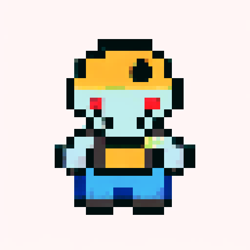 A single pixel art sprite of Pikachu from Pokemon looking forward with a plain expression