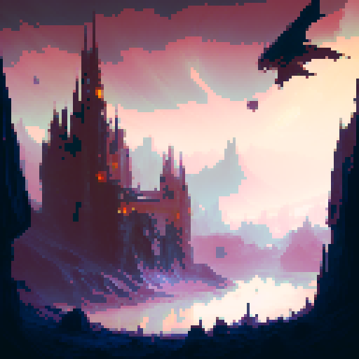 Satanic castle scenery, Castlevania style, top view