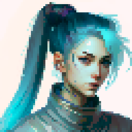 Stoic female swordswoman from japan. White hair. Ponytail. Blue eyes. Light blue kimono. Fantasy RPG setting. Portrait.