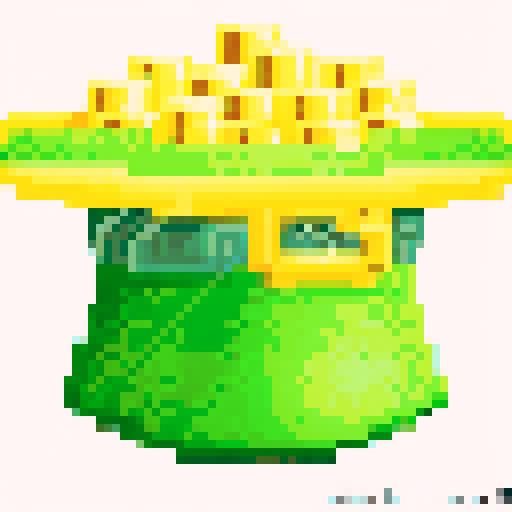 Green top hat with gold coins inside the top hat