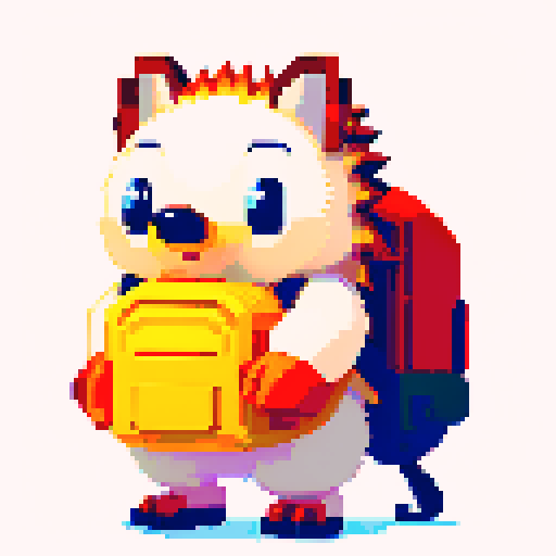 antropomorphic hedgehog with backpack