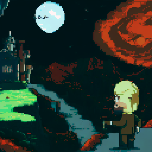 large jaw protagonist in the bottom right with cigarette and shiny golden gun in left hand, dark green top, brown trousers, only change the character
