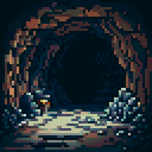 Cave entrance with rocks on the side