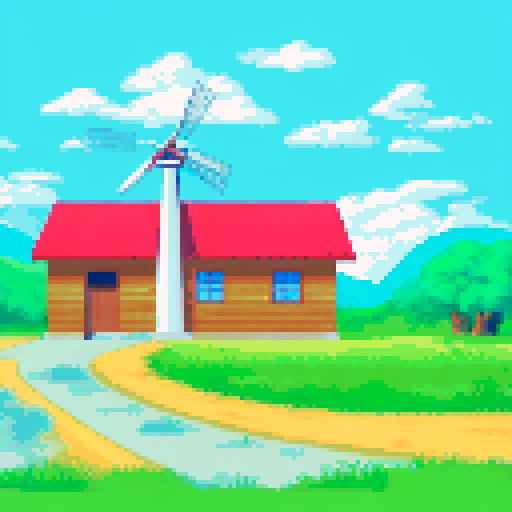 Country side Puerto Rican house in the mountains with a small white electric generating windmill near by and banana plantation 