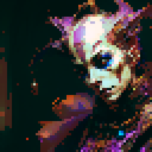 jester, vibrant colors, elaborate costume, mischievous expression, medieval backdrop