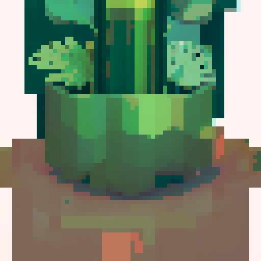 monstera plant, vibrant green leaves, sharp geometric shapes, pixelated texture, contrasting colors, sRGB color space, intricate details, low resolution, retro aesthetic, blocky pixels