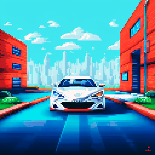 Photorealistic, centered Hyundai Solaris in a three quarter view, right wheel in front, clean background, pixel art style with sRGB colors