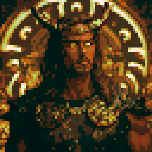 8-bit style portrait with vibrant, retro colors, showcasing a pixelated character in a dynamic pose against a black background, reminiscent of classic video games