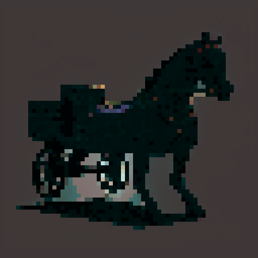 horse drawn carriage, black outlines, orthogonal camera, plain background, square platform