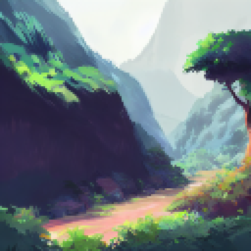 Lush Mountain Jungle with Sci Fi Equipment Scattered Around throughout nature
